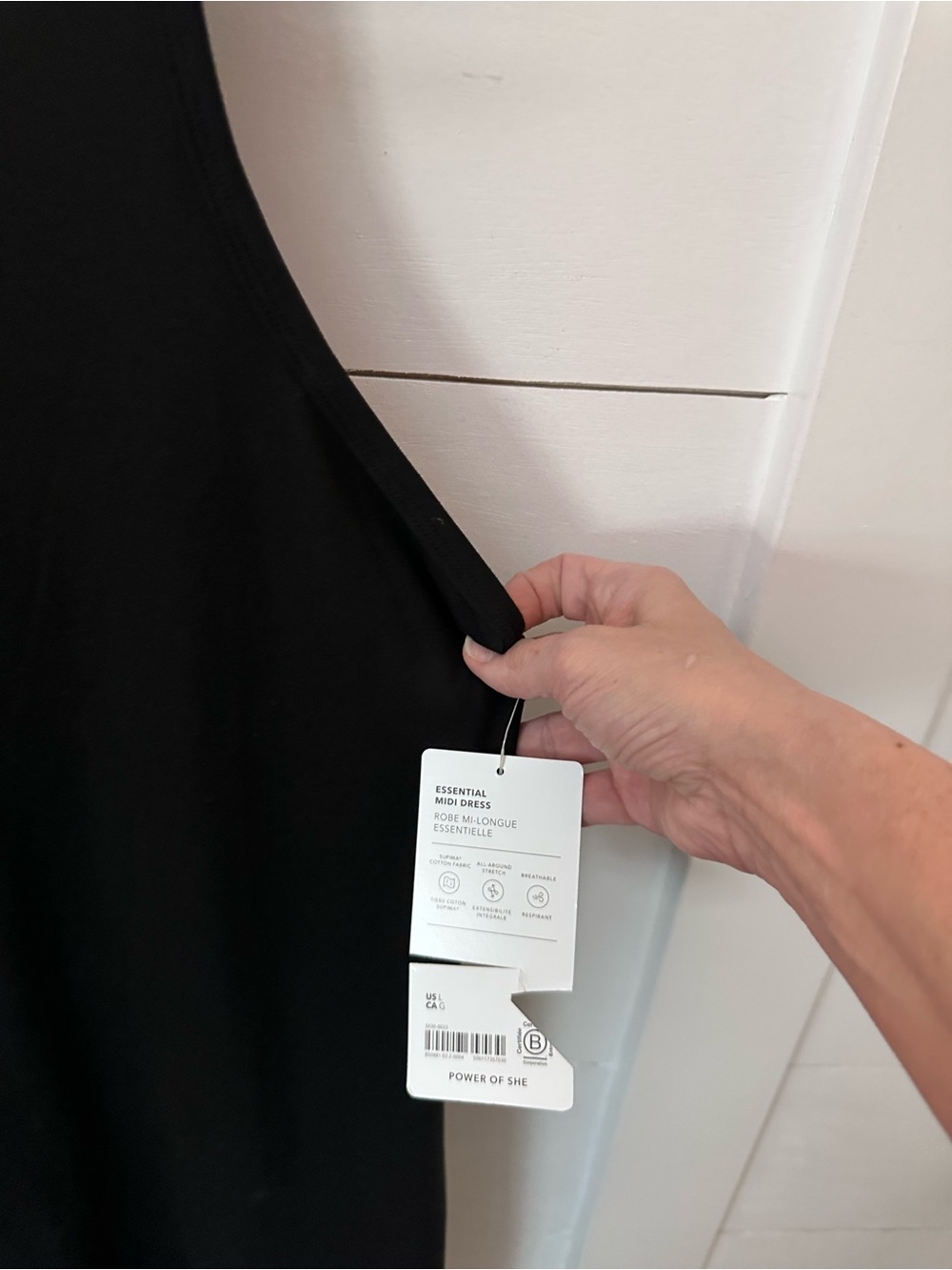 NEW Athleta L essential black cotton-spandex casual minimalist maxi dress LBD - Picture 7 of 12
